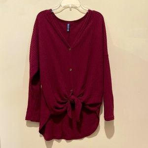Tie front sweater, size small